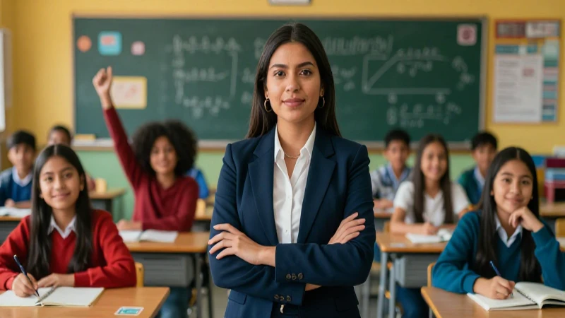 Maestra mexicana orgullosa y sus alumnos exitosos