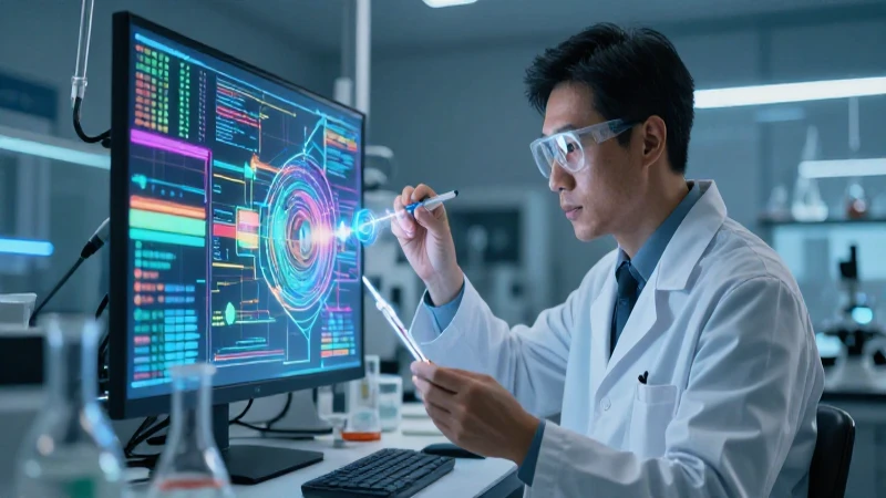 Científico exitoso con descubrimiento científico y alta tecnología