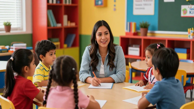 Aula vibrante de niños mexicanos