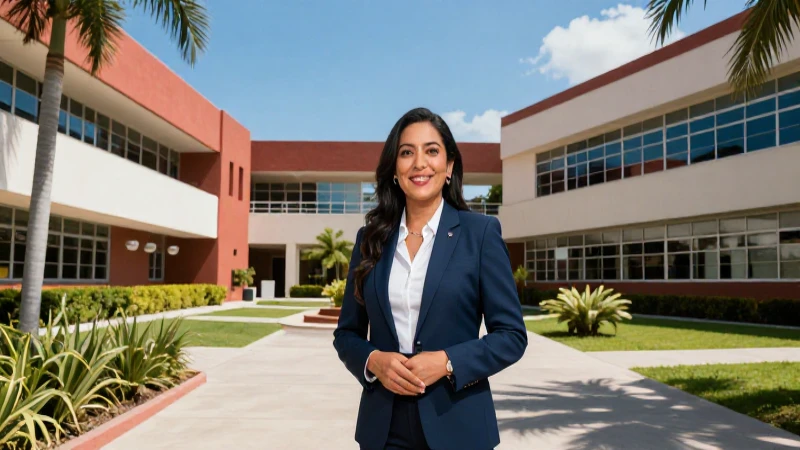 Profesora mexicana moderna con éxito y luz vibrante