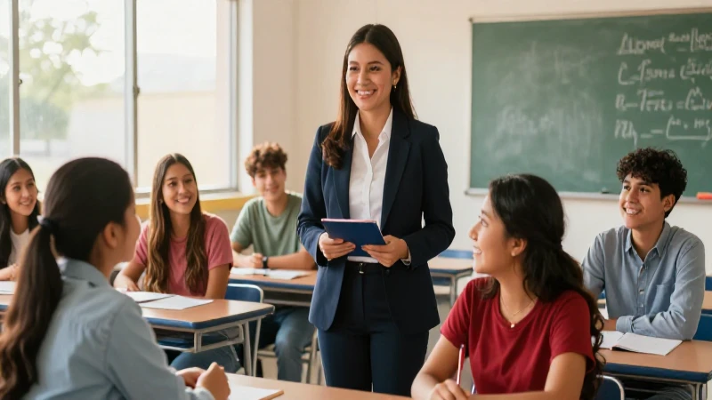 Estudiantes mexicanos en aula vibrante y moderna