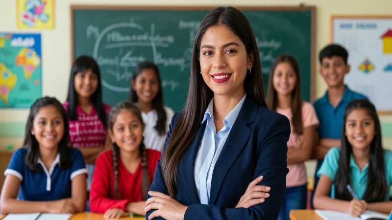 Maestra mexicana confiada en entorno educativo moderno