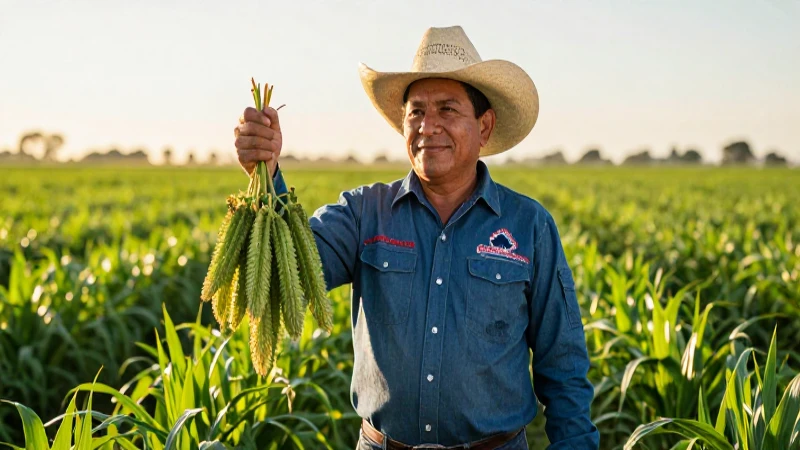 Técnico agrícola mexicano celebra su cosecha con orgullo
