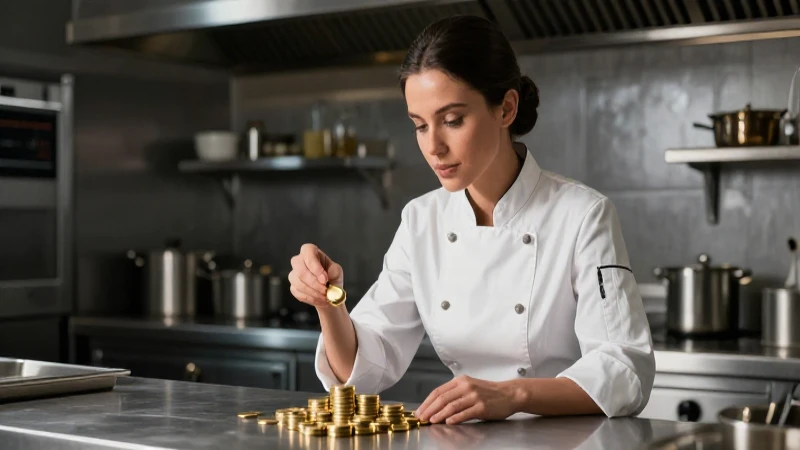 Chef profesional con oro en cocina elegante