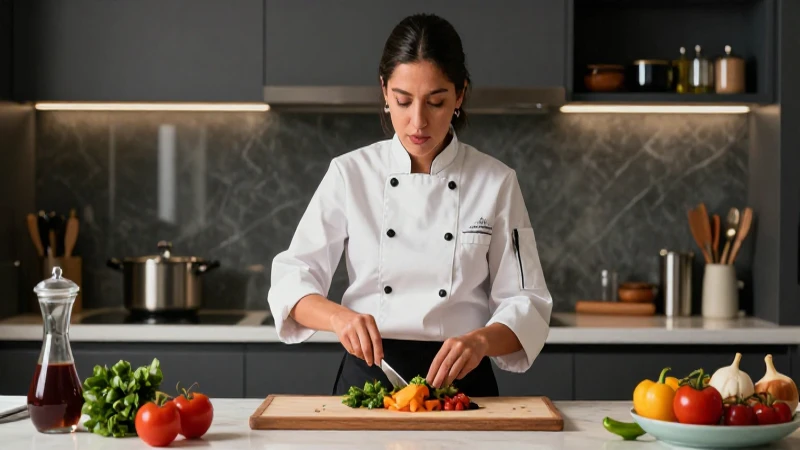 Joven chef mexicana cocina con estilo moderno y vibrante