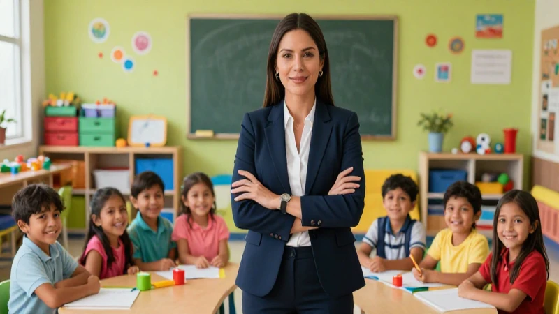 Directora guía a niños mexicanos en clase