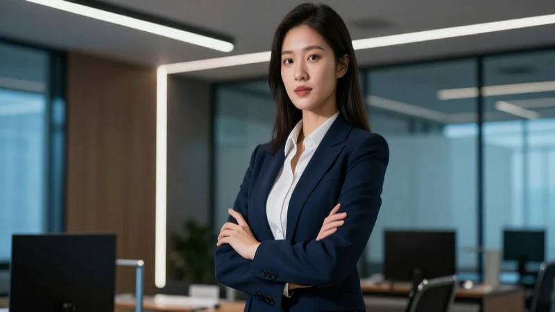 Profesional exitosa en un entorno corporativo moderno
