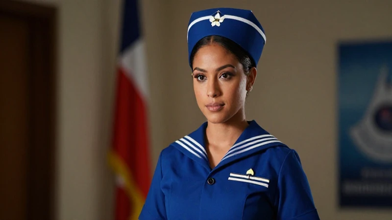 Atractiva enfermera mexicana en uniforme naval dramático