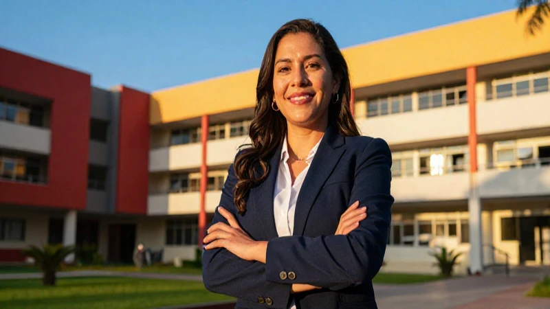Profesional mexicano en universidad moderna y vibrante