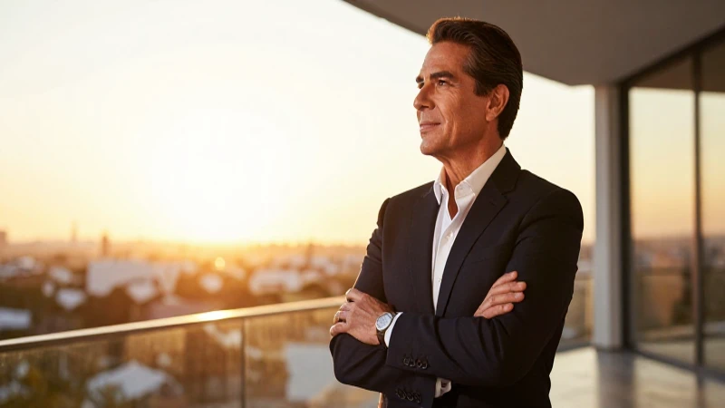 Profesional mexicano exitoso mirando un horizonte cálido