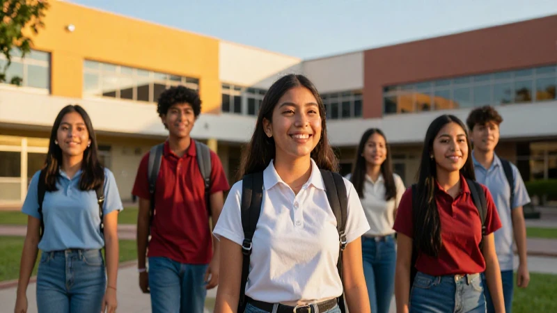 Estudiantes mexicanos alegres en campus moderno