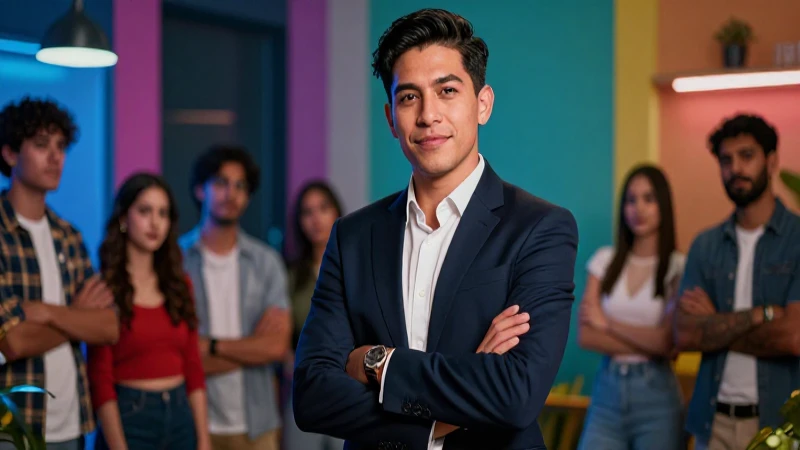 Promotor mexicano profesional en vibrante ciudad