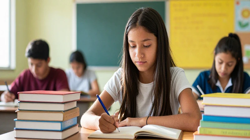 Joven estudiante mexicano enfocado en clase brillante