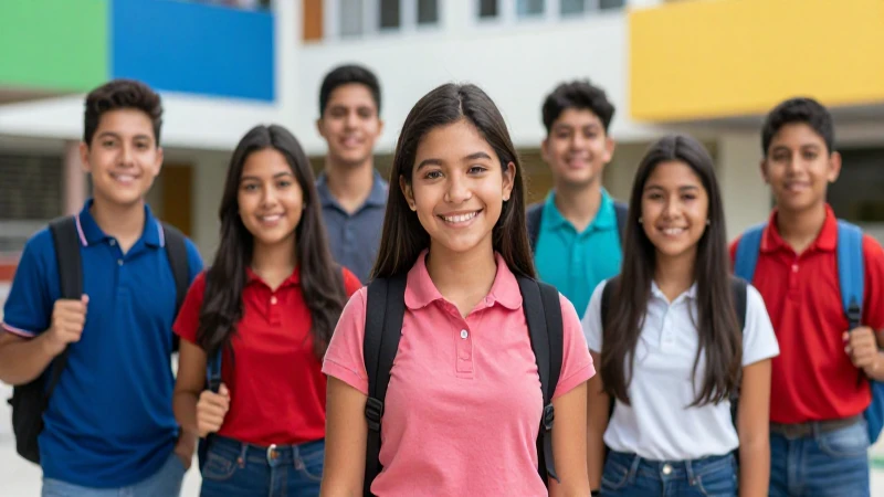 Estudiantes mexicanos sonrientes en campus moderno