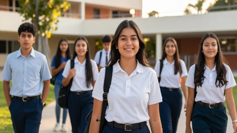 Estudiantes mexicanos en escuela con luz cinematográfica