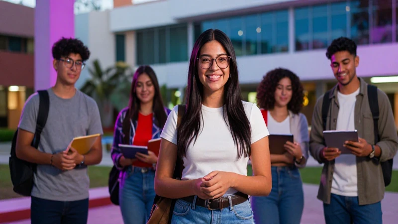 Estudiantes mexicanos exitosos en campus vibrante