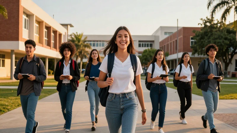 Estudiantes mexicanos exitosos en campus moderno