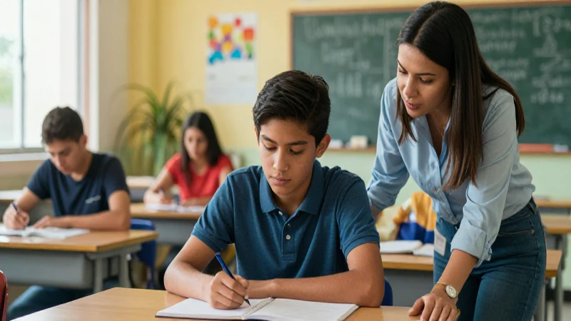 Estudiante mexicano aprendiendo con tutor