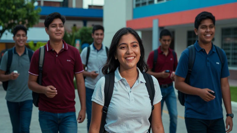 Estudiantes mexicanos sonríen en moderno campus