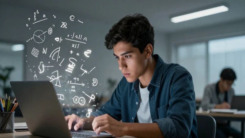 Joven estudiante mexicano estudia fórmulas brillantes