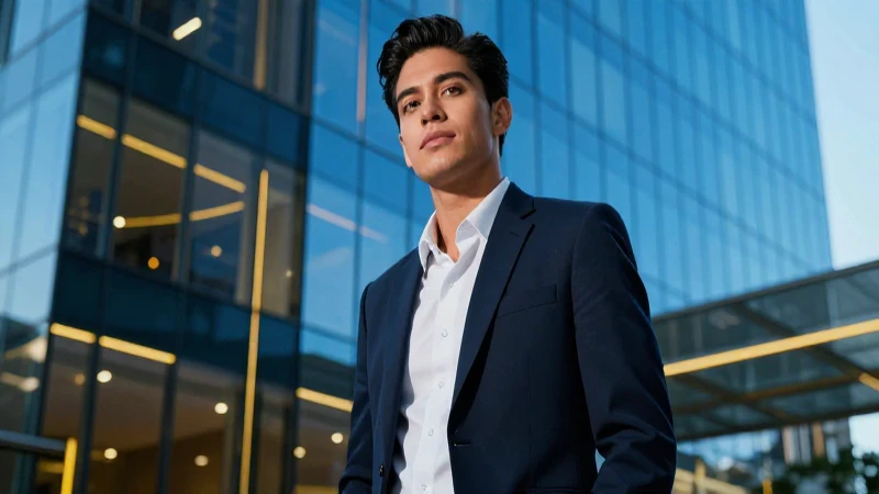 Retrato audaz de mexicano en arquitectura azul