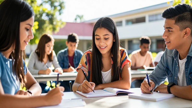 Estudiantes mexicanos aprendiendo con alegría