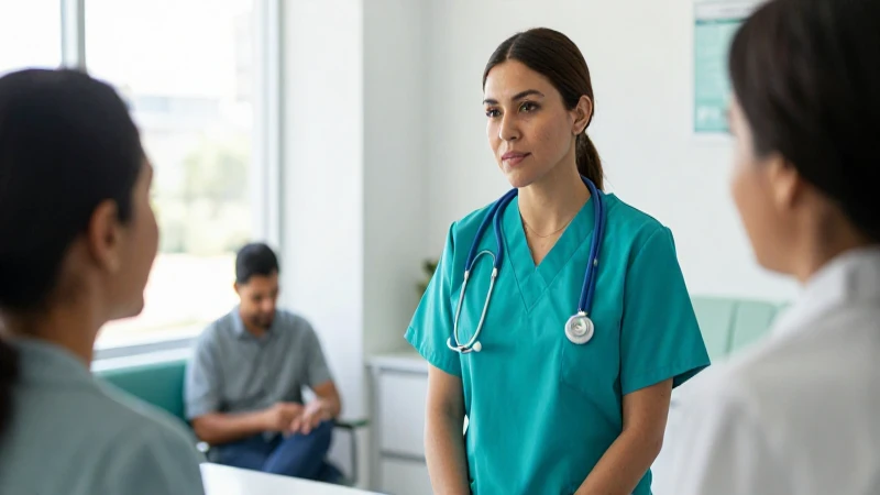 Médico mexicano atiende paciente en clínica vibrante