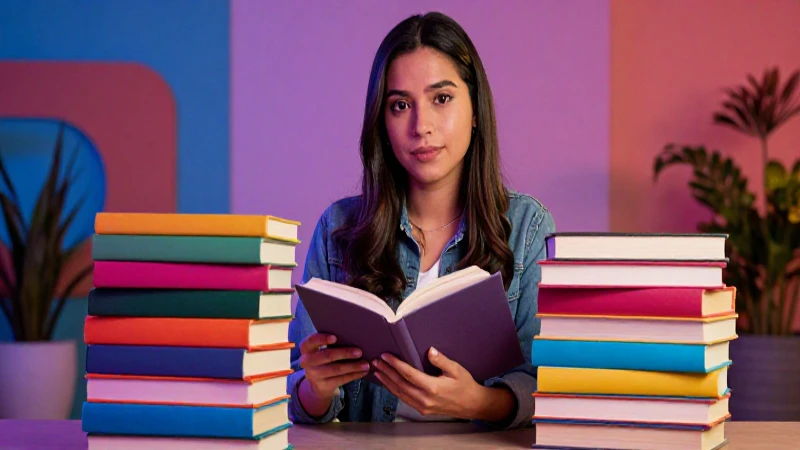 Estudiante mexicana, libros y campus vibrante