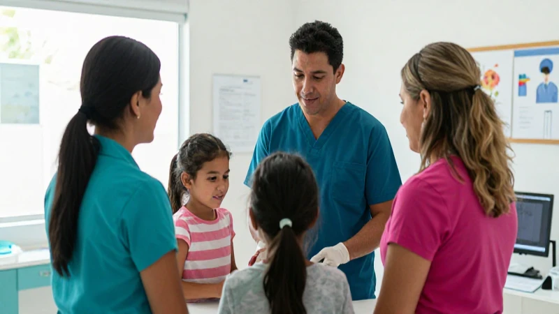 Familia mexicana apoyada en clínica