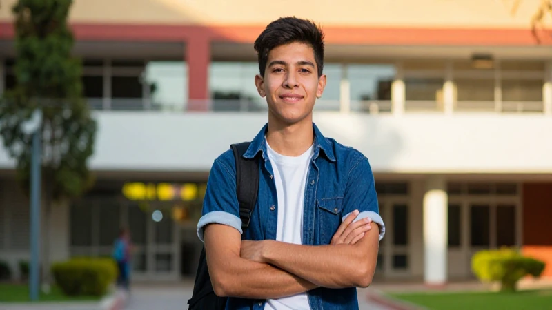 Retrato vibrante de estudiante universitario exitoso