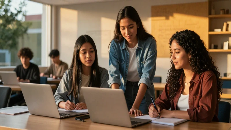 Estudiantes mexicanos universitarios con atmósfera dorada