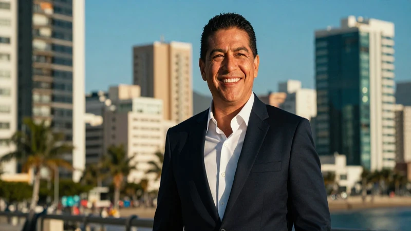 Cliente sonriente en Acapulco, estilo profesional
