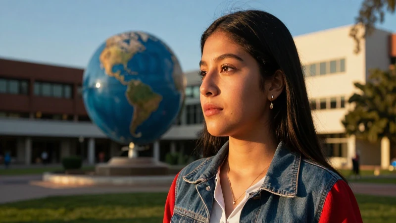 Estudiante mexicano moderno en campus global