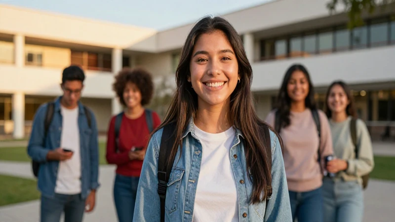 Estudiante mexicano sonriente, estilo vibrante y moderno