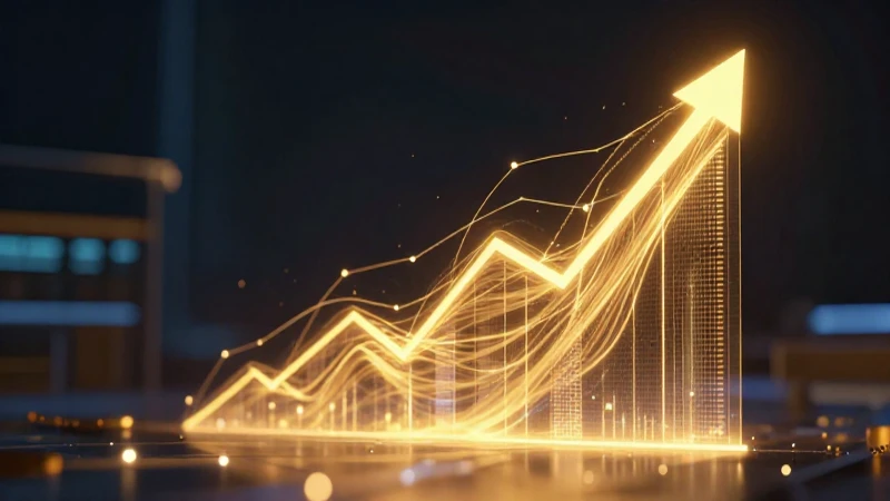 Gráfico holográfico de crecimiento financiero futurista