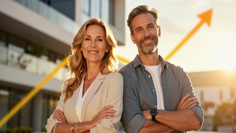 Pareja confiada simboliza un futuro próspero y seguro