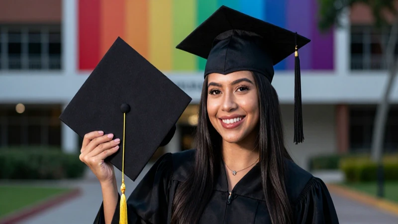 Joven estudiante mexicana graduándose con alegría