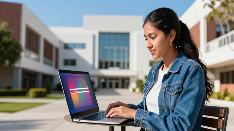 Estudiante mexicano con progreso académico en campus