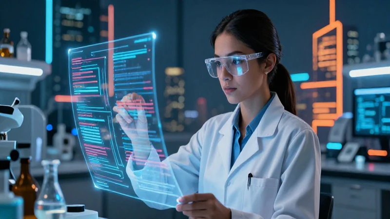 Científica mexicana en laboratorio futurista