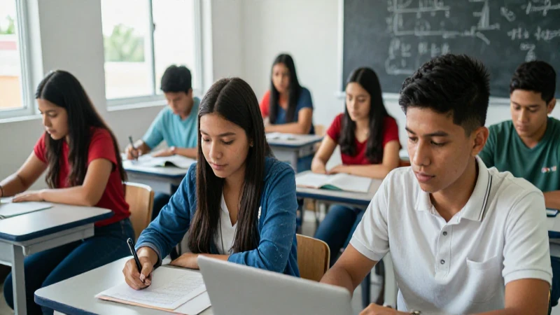 Estudiantes mexicanos brillantes en clase moderna