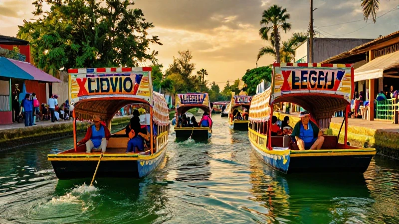 Xochimilco vibrante en dorado, toma cinematográfica