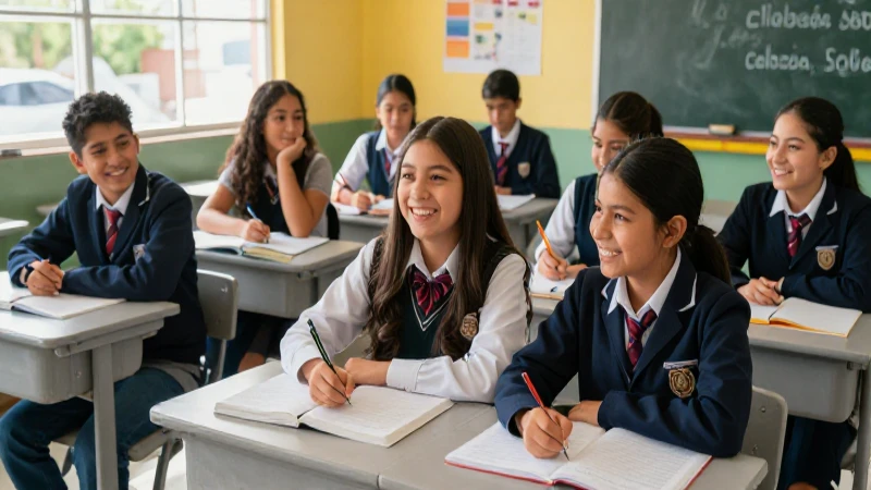 Jóvenes mexicanos estudian en clase vibrante