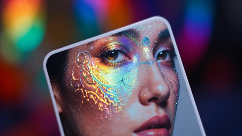 Tarjeta holográfica personalizada, primer plano dramático