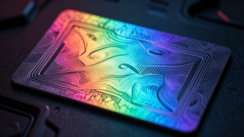 Tarjeta elegante con diseño holográfico y futurista