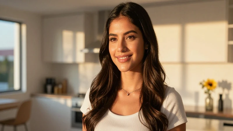 Joven mexicana esperanzada en luz dorada