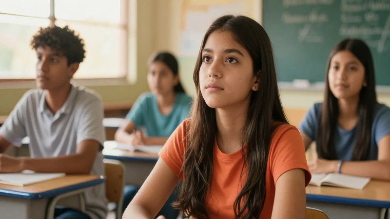 Joven esperanza mexicana en aula luminosa