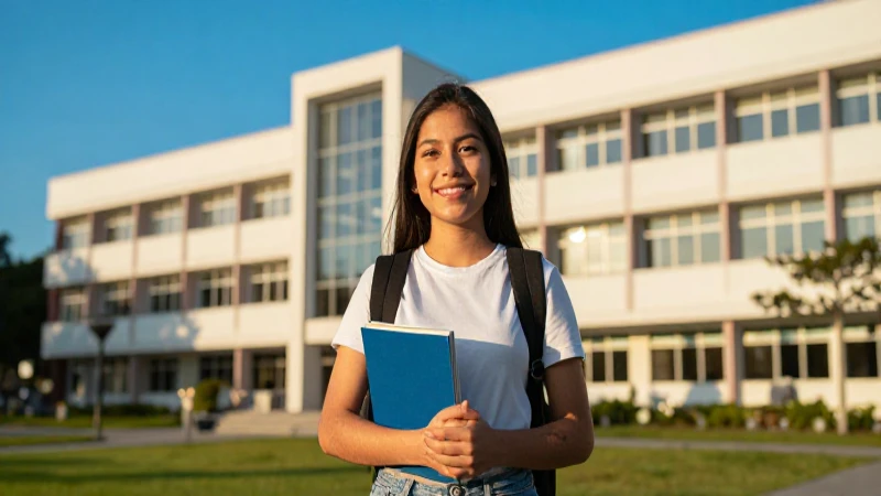Estudiante exitoso en campus universitario vibrante