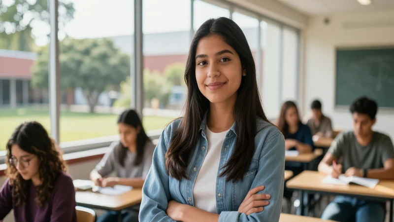 Joven estudiante mexicano en universidad vibrante