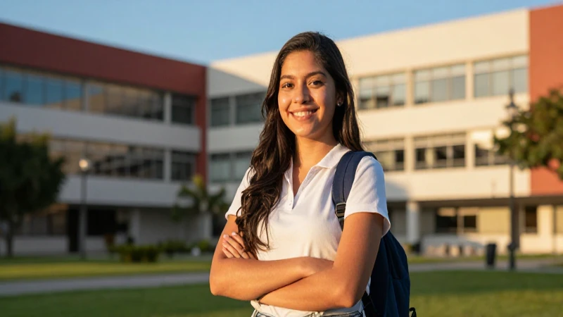 Estudiante sonriente mexicano en campus