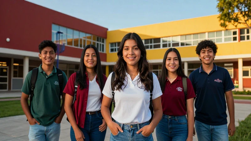 Estudiantes mexicanos exitosos en un campus moderno